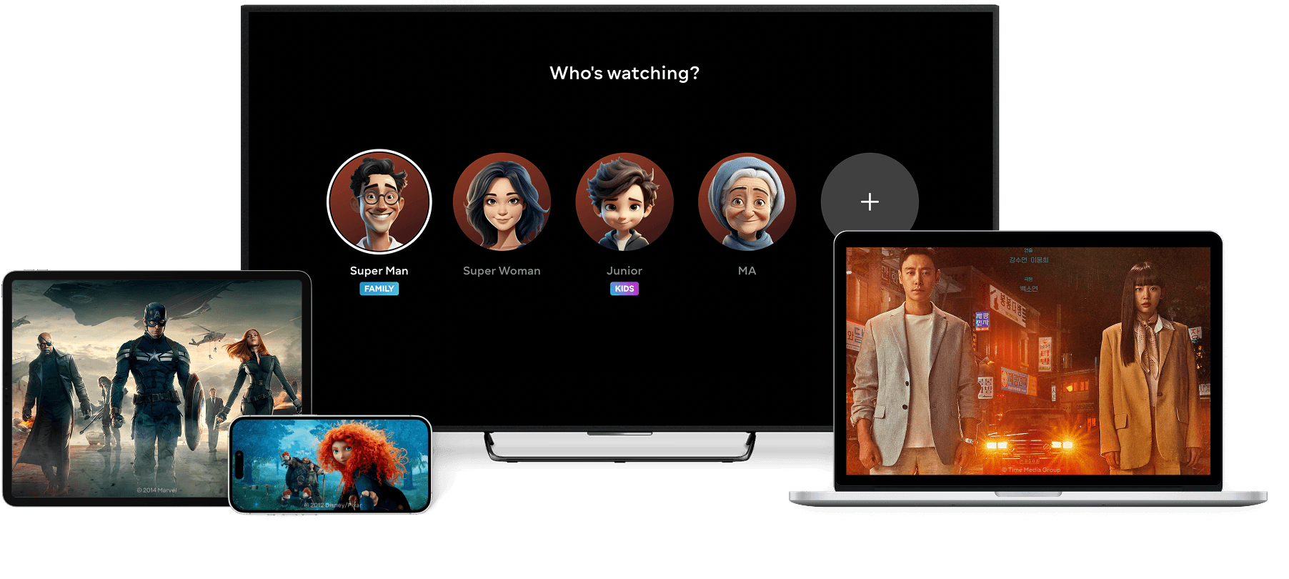 Movies and TV series on different devices