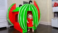 Kids playing with Magic Watermelon Playhouse
