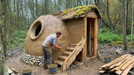 Man Builds a Bushcraft Shelter from Clay | Start to Finish