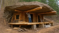 Built a Hidden and Warm Shelter in Winter Under a Big Stone