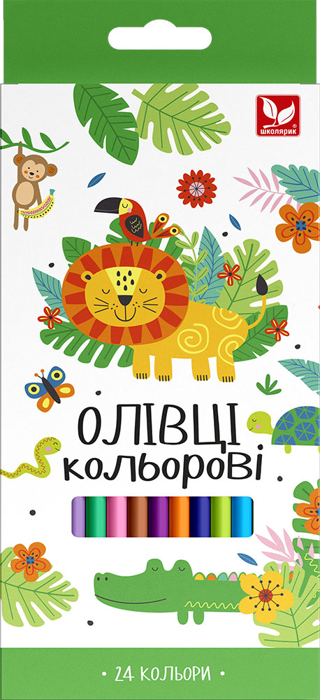 Олівці кольорові тригранні 24 кольори + чинка