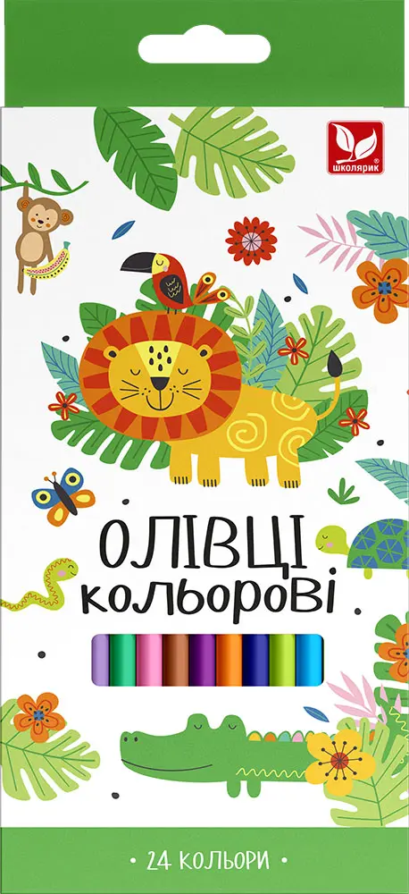 Олівці кольорові тригранні 24 кольори + чинка