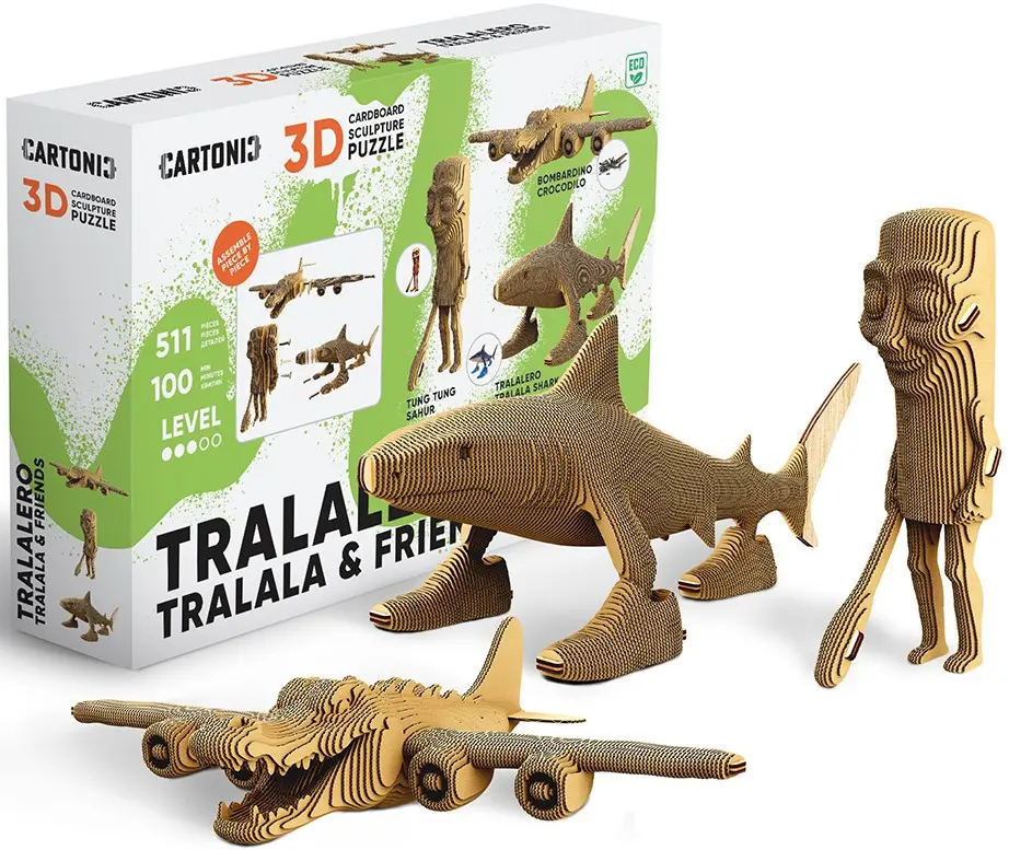 Обкладника "Картонний конструктор "Cartonic 3D Puzzle TRALALERO TRALALA & FRIENDS"" Обкладинка "Картонний конструктор "Cartonic 3D Puzzle TRALALERO TRALALA & FRIENDS""