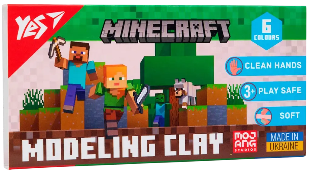 Обкладника "Пластилін Yes 6 кольорів Minecraft" Обкладинка "Пластилін Yes 6 кольорів Minecraft"
