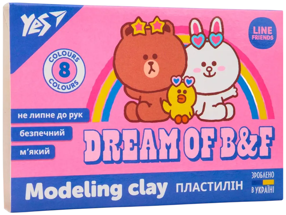 Обкладинка "Пластилін YES 8 кольорів Line Friends"