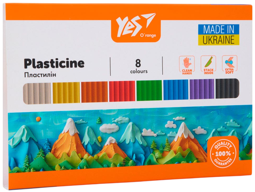 Пластилін YES 8 кольорів Orange Line