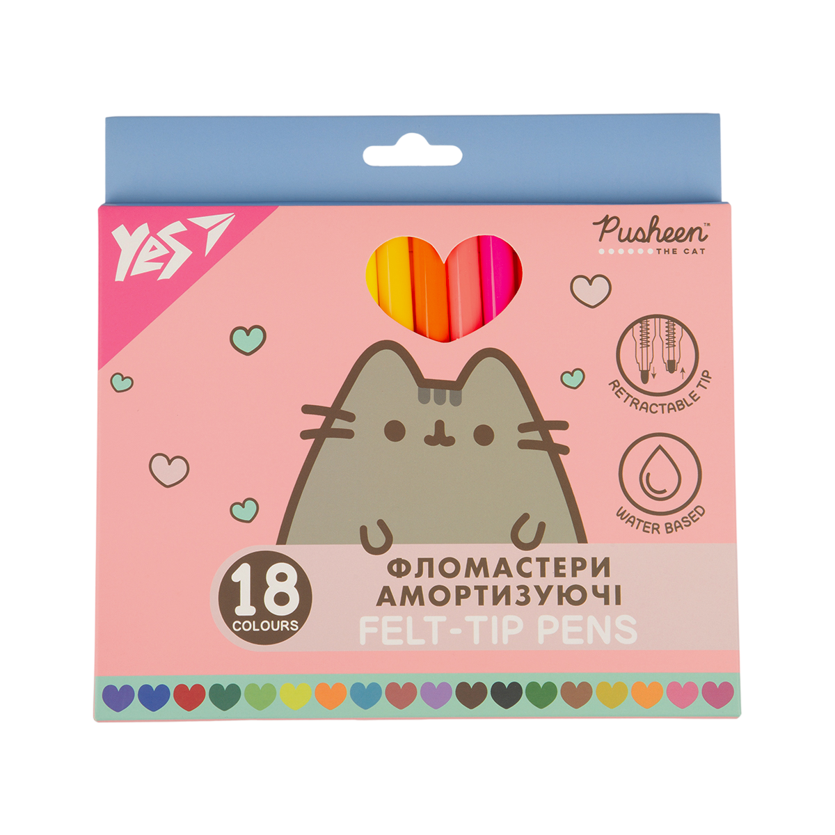 Фломастери Yes 18 кольорів Pusheen, амортизуючі