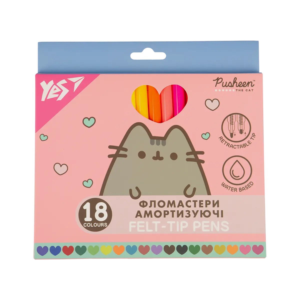 Фломастери Yes 18 кольорів Pusheen, амортизуючі