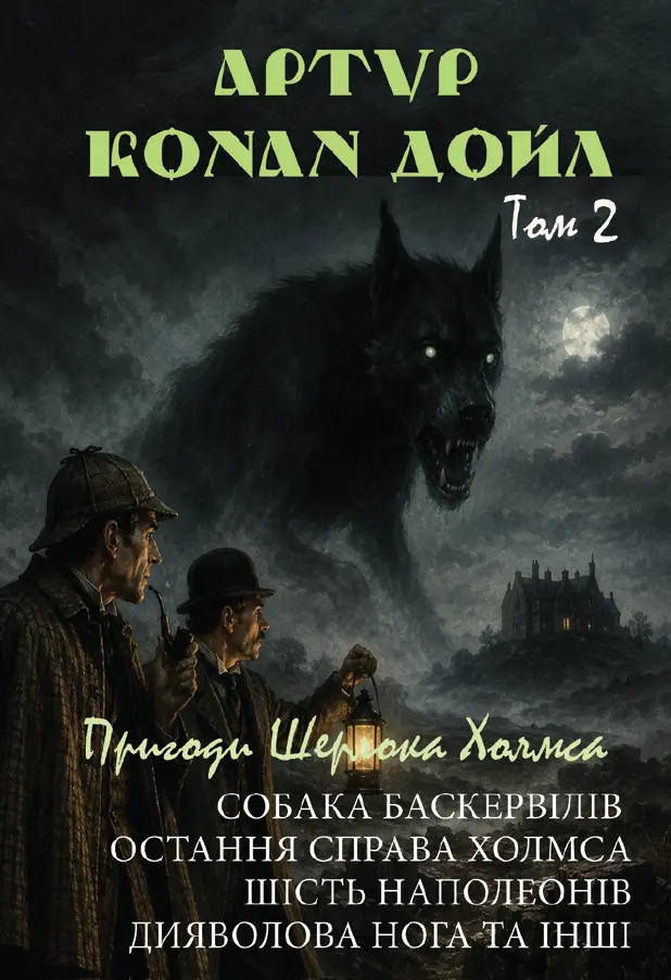 Обкладника "Пригоди Шерлока Холмса. Собака Баскервілів. Остання справа Холмса. Шість Наполеонів. Дияволова нога та інші. Том 2" Обкладинка "Пригоди Шерлока Холмса. Собака Баскервілів. Остання справа Холмса. Шість Наполеонів. Дияволова нога та інші. Том 2"