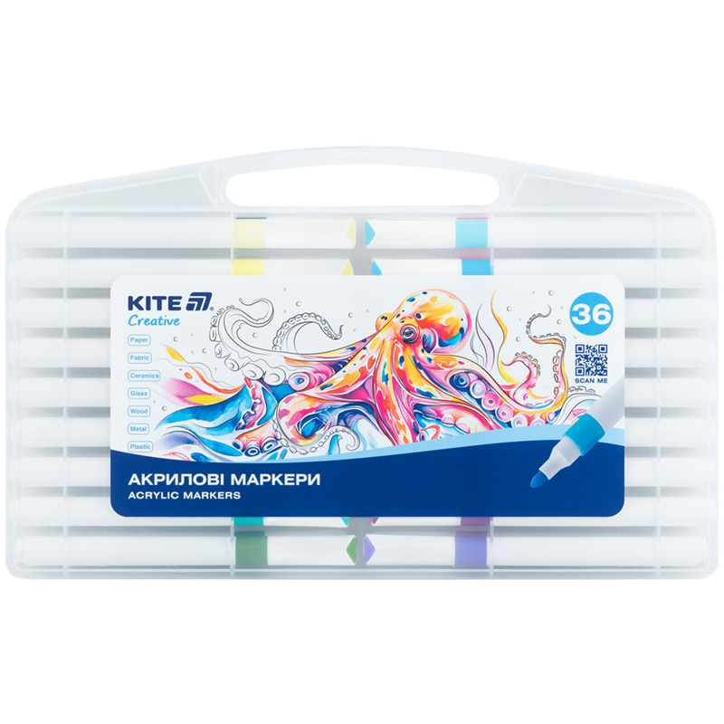 Маркери акрилові Jumbo Kite Creative (36 кольорів)