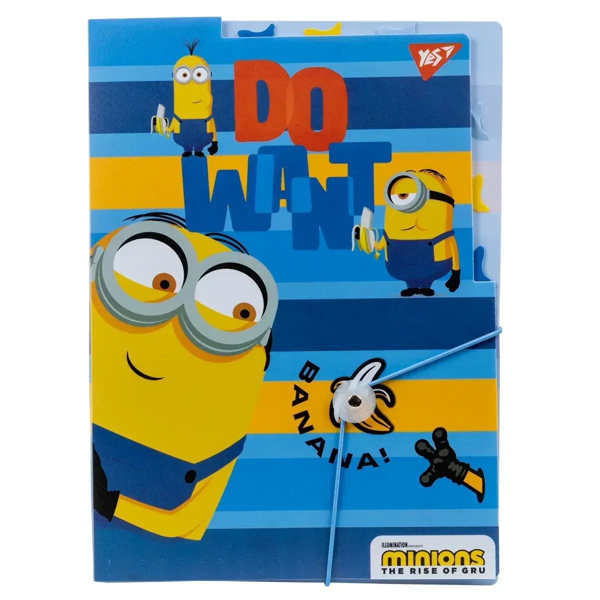 Папка YES А4 c 3 роздільниками на гумці Minions