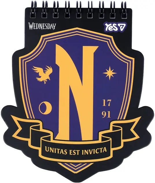 Блокнот фігурний YES 114x130 мм, 40 аркушів подв. спіраль Wednesday NA, клітинка