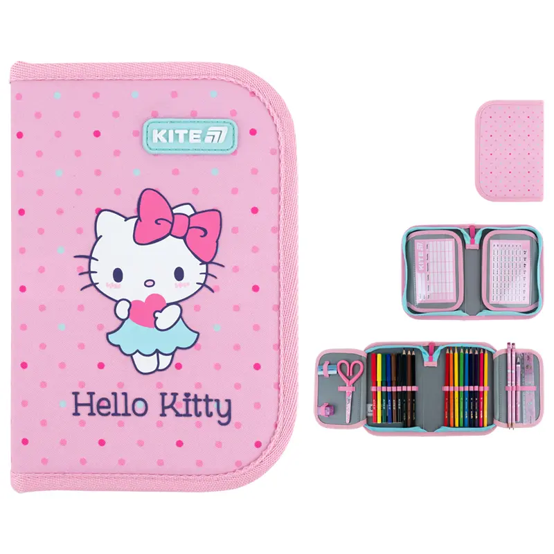 Пенал з наповненням Kite Hello Kitty (1 відділення, 2 відвороти)