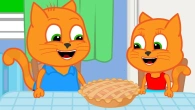 Cats Family in English - Preparing A Cake For The Holiday Animation