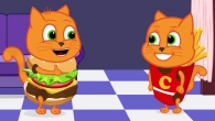 Cats Family in English - Burger Suit vs French Fries Suit Animation