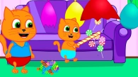 Cats Family in English - Rainbow Pinata With Sweets Animation