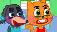 Cats Family in English - Make-up on Funny Gremas Cartoon for Kids