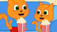 Cats Family in English - Popcorn Party Cartoon for Kids